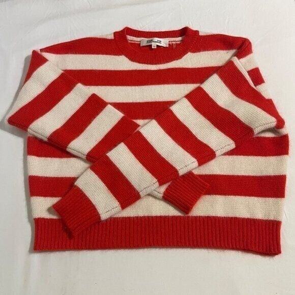 Diane von Furstenberg Striped Crewneck Long-Sleeve Baseball Pullover Medium - Picture 2 of 4